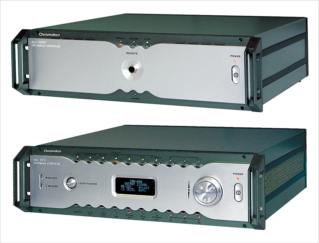 上：フルハイビジョン対応LEDプロセッサーDLC-118HD　下：インターメディアコンバーターIMC-880