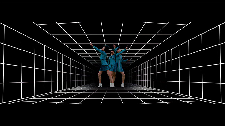 吹田から夢洲へ伝送された映像情報。3D実写映像のシーン 写真